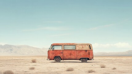 Cartoon Off-Grid Van in the Desert Drawn by a Child