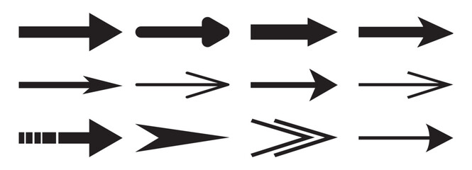 Arrow And Cursor Icons. Arrow icon set isolated on white background