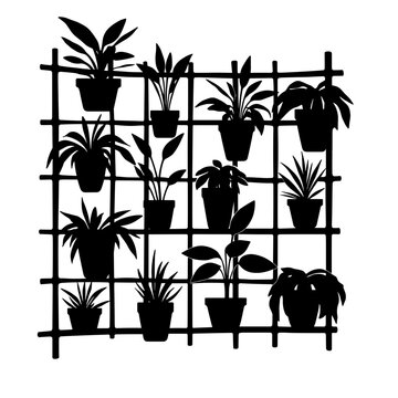 black potted plants on trellis clip art preview