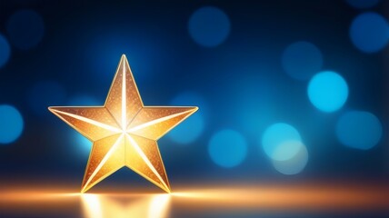 Shiny Gold Star Bokeh Lights, Festive Glittering Background, Sparkling Holiday Decoration