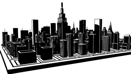 Obraz premium Urban metropolis depicted with silhouetted buildings in a contemporary perspective vector design