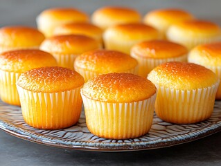 Golden cupcakes on a plate