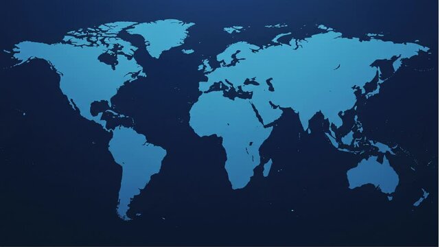 Animated world map showing travel path with destination markers across continents