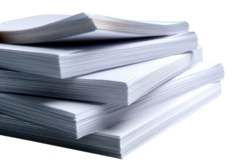 Stack of Paper: A neat stack of pristine, blank sheets of paper, evoking a sense of potential, creation, and the fresh start in an office environment.