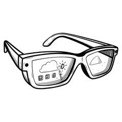 Smart glasses displaying digital information on the lenses.