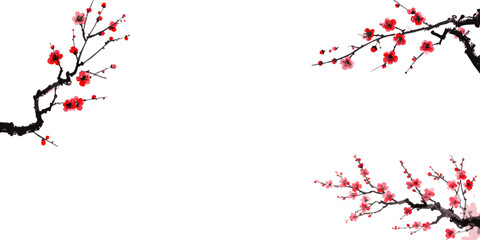 Pink cherry blossoms in full bloom and beautiful spring nature illustration
