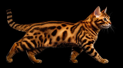 Bengal Cat on black