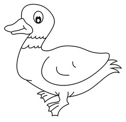 Cute cartoon hand drawn vector duck outline.