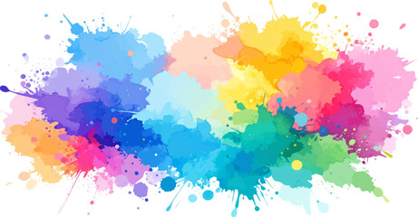 Fototapeta premium Abstract watercolor splashes create colorful rainbow patterns. 