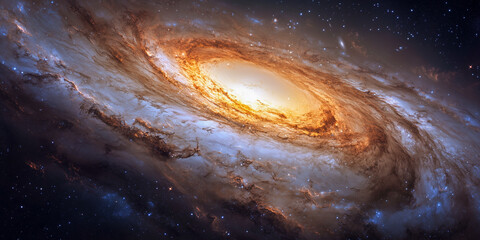 breathtaking view of the Andromeda Galaxy, showcasing its spiral arms, dust lanes, and bright central bulge in deep space.

