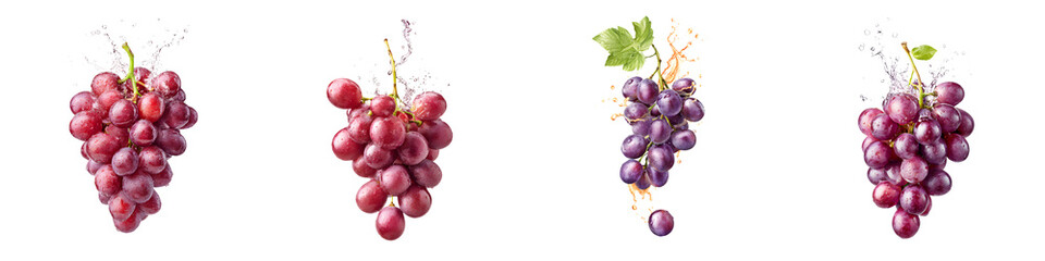 Fototapeta premium Fresh, juicy grapes in red and purple hues, showcasing a variety of succulent textures and healthy appeal, perfect for culinary displays or beverage presentations