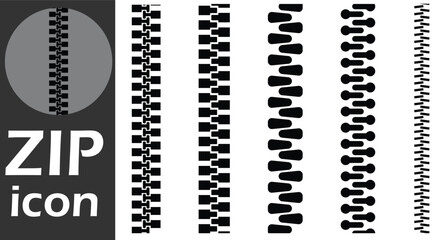 Zipper set. Zipper seamless vector set. Different zippers brush elements, Zipper silhouette. © Pulak