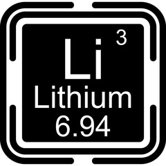 Lithium Periodic Table Black Bold Icon