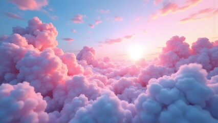 Y2K website window opening in a cloudscape, gradient chrome and pastel tones, copy space top