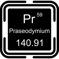Praseodymium Periodic Table Black Bold Icon