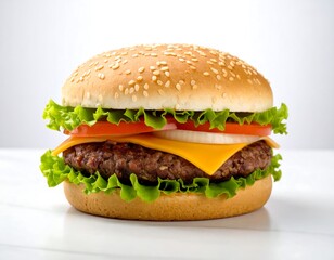 Close-up of a classic cheeseburger