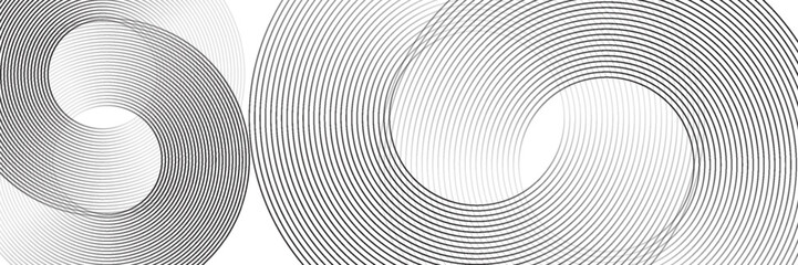 Abstract gold circle lines on dark background. Geometric stripe line art design. Vector illustration, eps10.