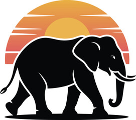 Obraz premium Elephant Silhouette at Sunset