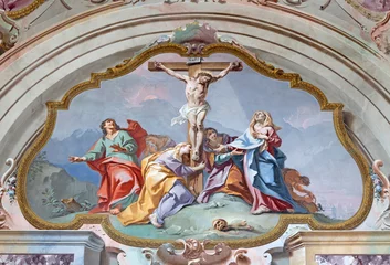  LODI, ITALY - MAY 21, 2025: The baroque fresco of Crucifixion in the chruch Chiesa di San Filippo Neri  by Carlo Innocenzo Carloni from 18. cent.  © Renáta Sedmáková