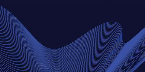 Abstract glowing wave lines on dark blue background. Dynamic wave pattern. Modern flowing wavy lines. Futuristic technology concept. Vector illustration