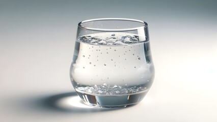 Close-up of Sparkling Water in a Glass, Bubbles Rising to the Surface