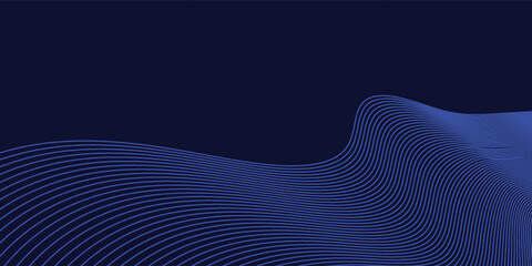 Abstract glowing wave lines on dark blue background. Dynamic wave pattern. Modern flowing wavy lines. Futuristic technology concept. Vector illustration