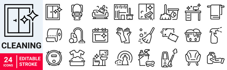 Cleaning and hygiene icon set. Cleaning service. Vacuum cleaner. housekeeping washing.