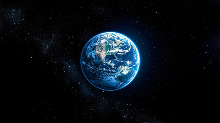 Fototapeta premium Planet Earth from Space: High-Definition View Showing Continents, Oceans, and Atmosphere Against a Starry Cosmic Background