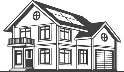 Modern House Architectural Design Scalable Graphic for Real Estate Branding