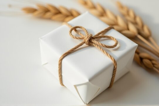 A small package wrapped with twine and tied up tightly