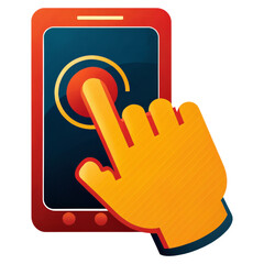 A hand taps on a smartphone screen.