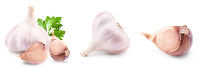 garlic isolated on white background. clipping path