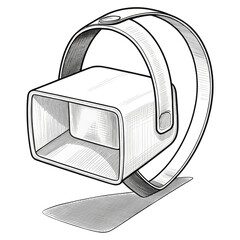 A futuristic headset with a rectangular visor and a single adjustable band.