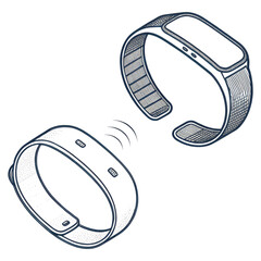 Smart wristbands with digital interfaces designed for connectivity and wearable technology.