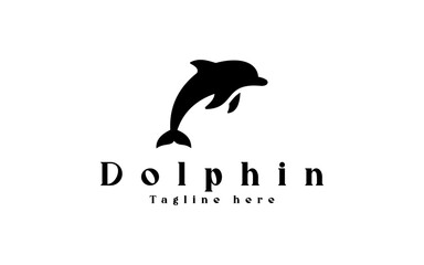Naklejka premium Elegant Dolphin Silhouette: A sleek, minimalist dolphin design with 