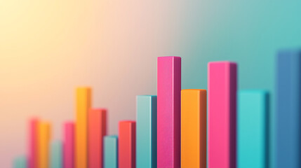 Colorful vertical bars representing data visualization and growth.