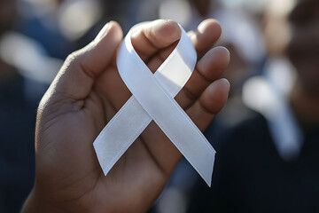 anti drug campaign with people wearing white ribbon