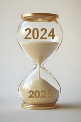 Hourglass transitioning from 2024 to 2025