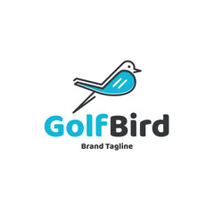 Golf Bird Logo Template, blue bird, golf logo