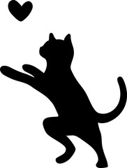 Cat Stand play a yarn toy Silhouette