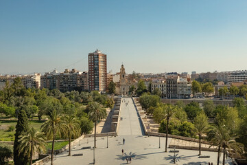 Valencia cityscape from Torres de Serranos, Spain, Europe