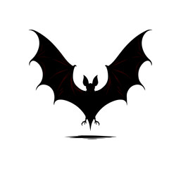 Illustration of a silhouette of a bat with large wings