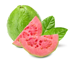 sliced guava isolated on white background. clipping path