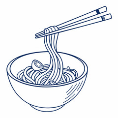 Minimalistic Noodle Bowl Vector with Chopsticks