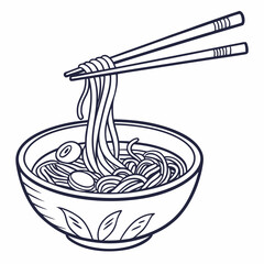 Minimalistic Noodle Bowl Vector with Chopsticks