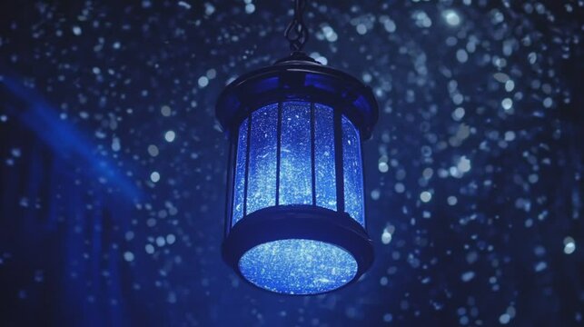 A lantern releasing memories, each one a hologram of a past moment that floats up and disappears into the stars 4K poetic loop.