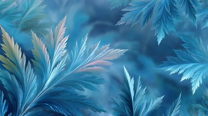 Winter Frost Abstract: An intricate pattern of frost crystals forms an abstract display of winter's delicate beauty, swirling in shades of frosty blue and white.