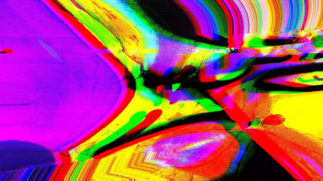 4k loop animation - neon distorted Glitch pattern. Y2K, 90s style, trippy, psychedelic, acid digital art, screen saver, modern 2000s banner, Futuristic cyberpunk animated retro pixelated background