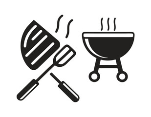 Grilling icons barbecue grill spatula steak