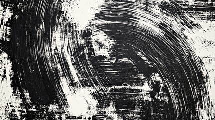 Abstract monochrome texture of dynamic brushstrokes and stark contrast